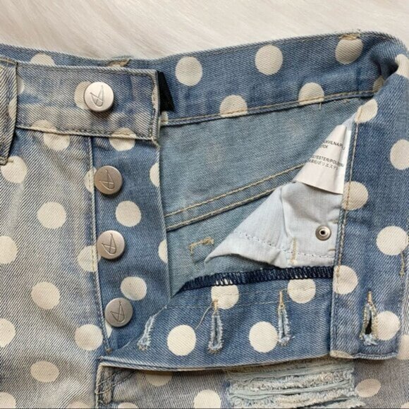 Revolve Mink pink Sugar Magnolia Jean Shorts Polka Dot Cut offs High Waist - Picture 12 of 16